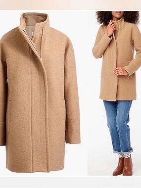 J Crew cocoon coat stadium cloth wool Nello Gori camel